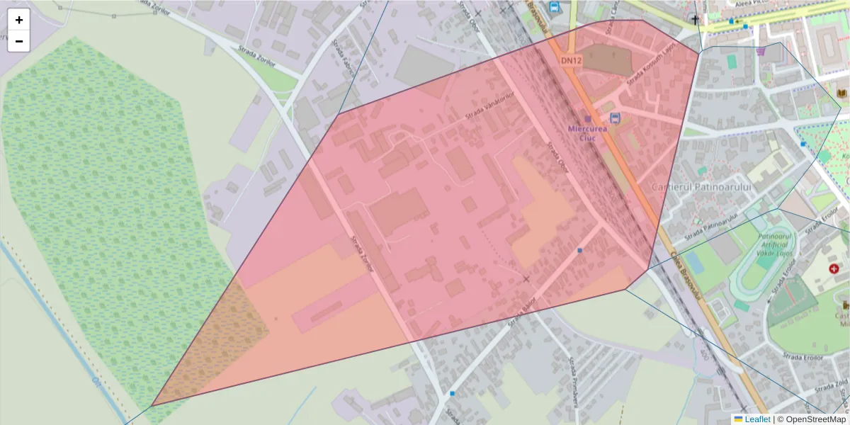 Hartă a codului poștal  și a codurilor poștale învecinate