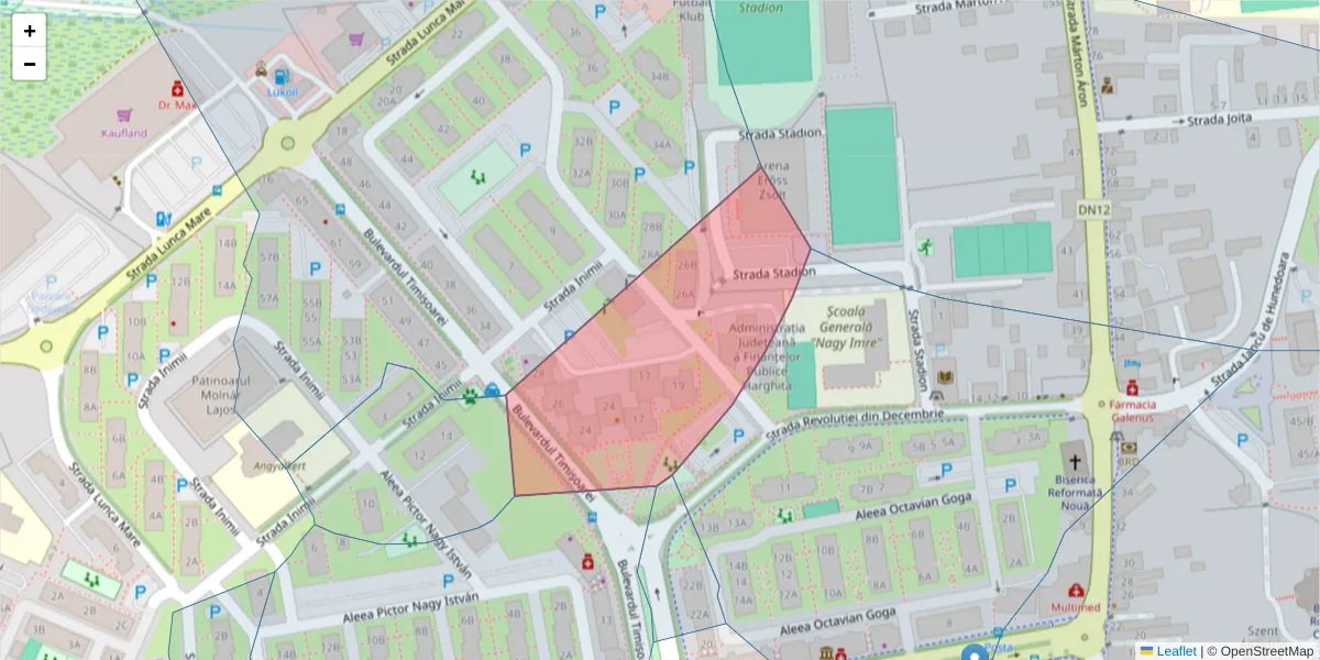 Hartă a codului poștal  și a codurilor poștale învecinate