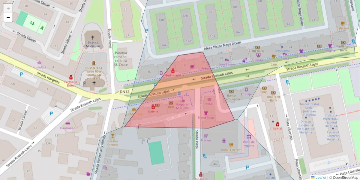 Hartă a codului poștal  și a codurilor poștale învecinate