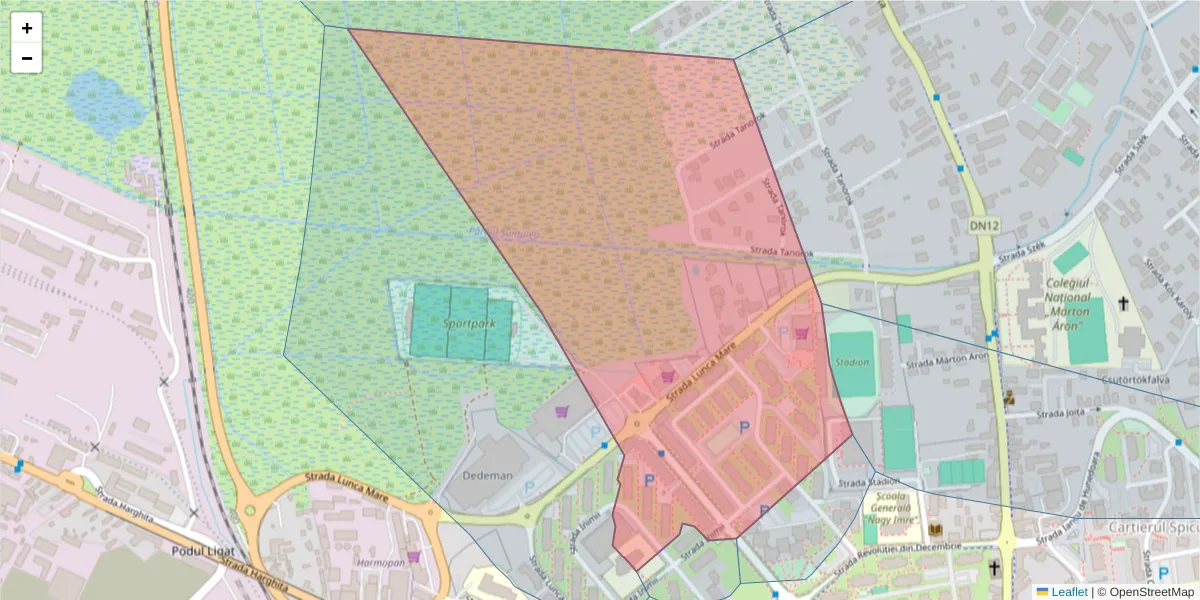 Hartă a codului poștal  și a codurilor poștale învecinate