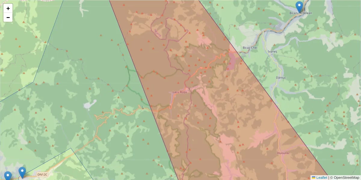 Hartă a codului poștal  și a codurilor poștale învecinate