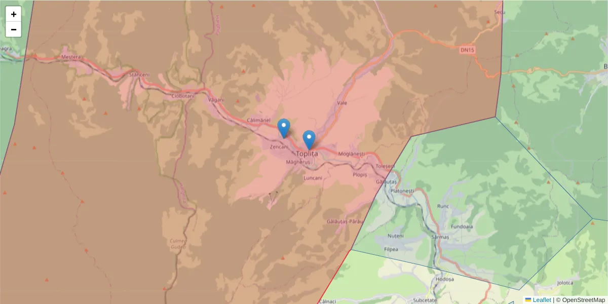 Hartă a codului poștal  și a codurilor poștale învecinate