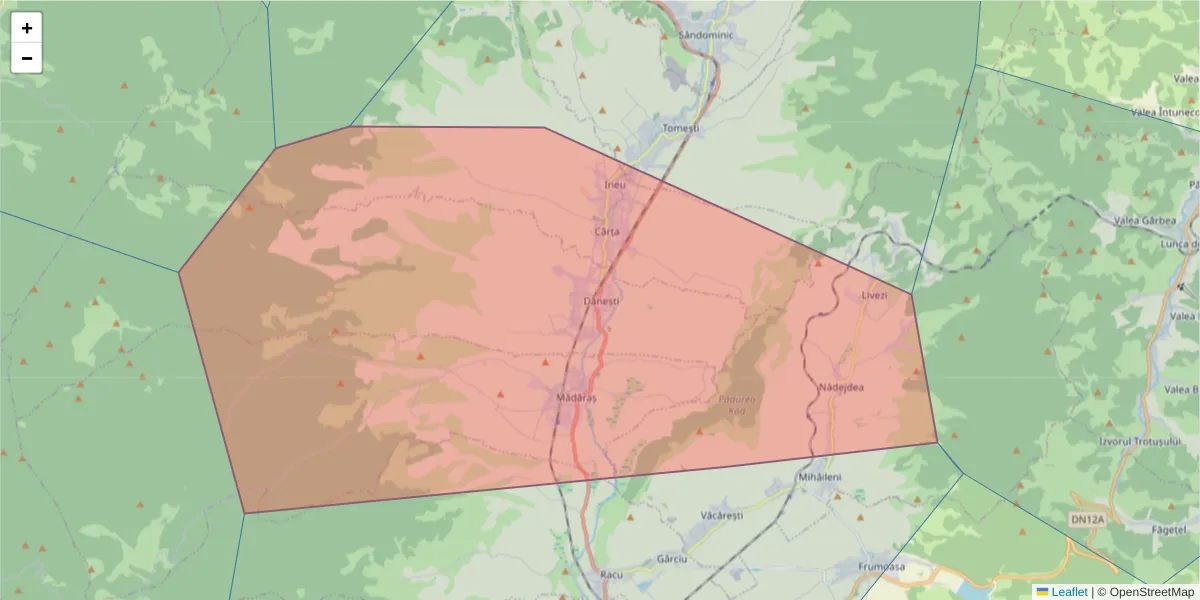 Hartă a codului poștal  și a codurilor poștale învecinate