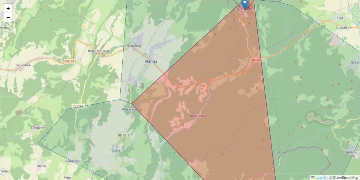 Hartă a codului poștal  și a codurilor poștale învecinate