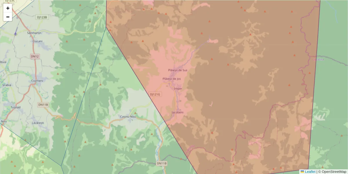 Hartă a codului poștal  și a codurilor poștale învecinate