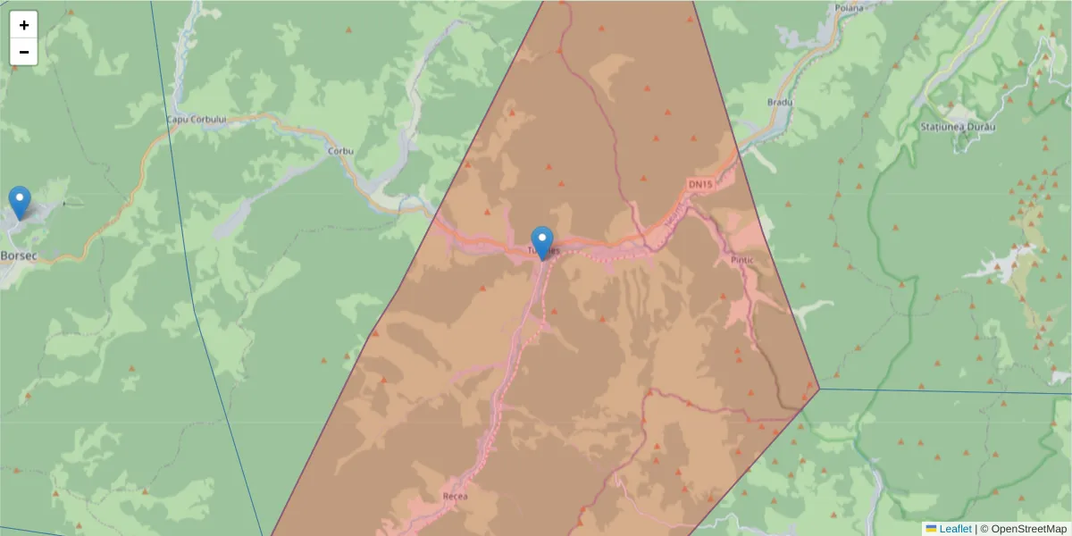 Hartă a codului poștal  și a codurilor poștale învecinate