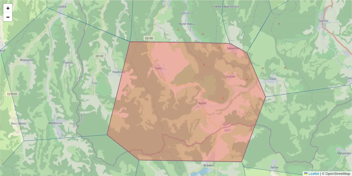 Hartă a codului poștal  și a codurilor poștale învecinate