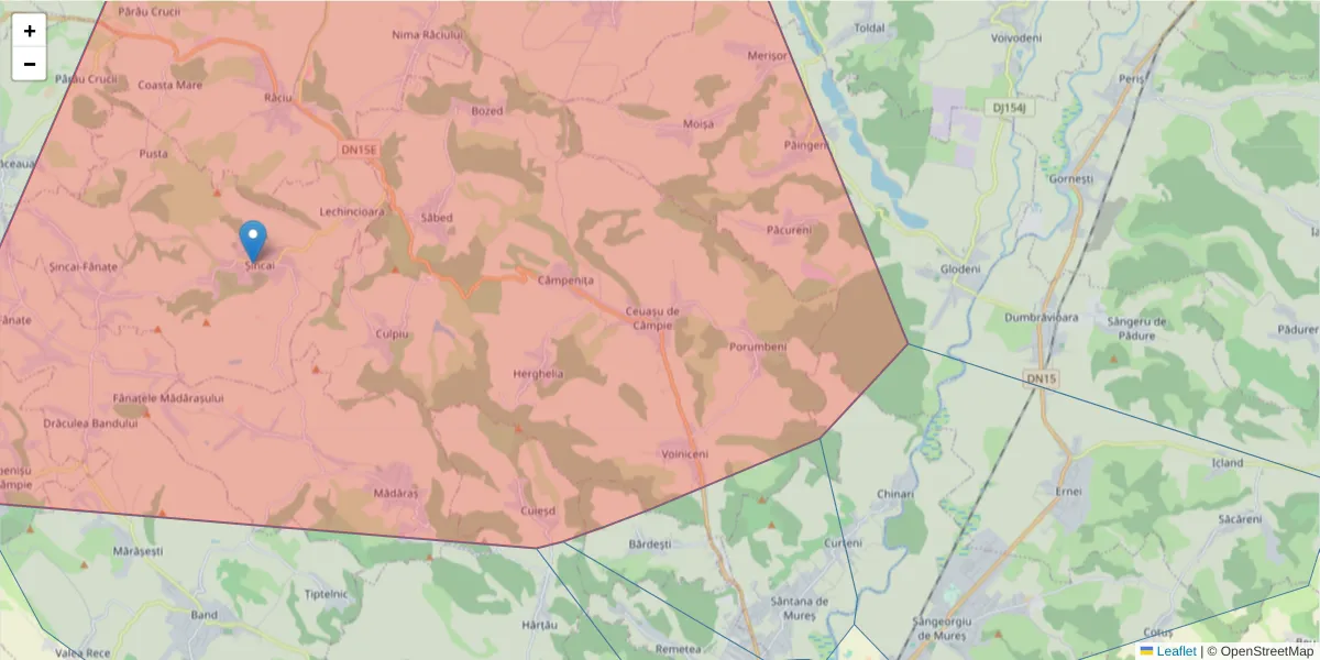 Hartă a codului poștal  și a codurilor poștale învecinate