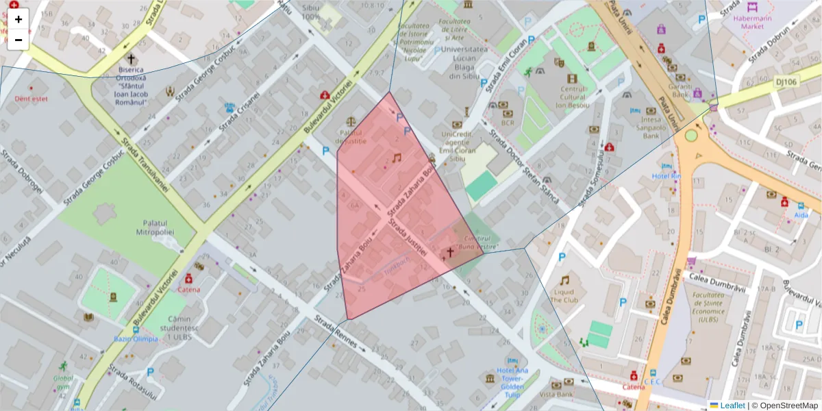 Hartă a codului poștal  și a codurilor poștale învecinate