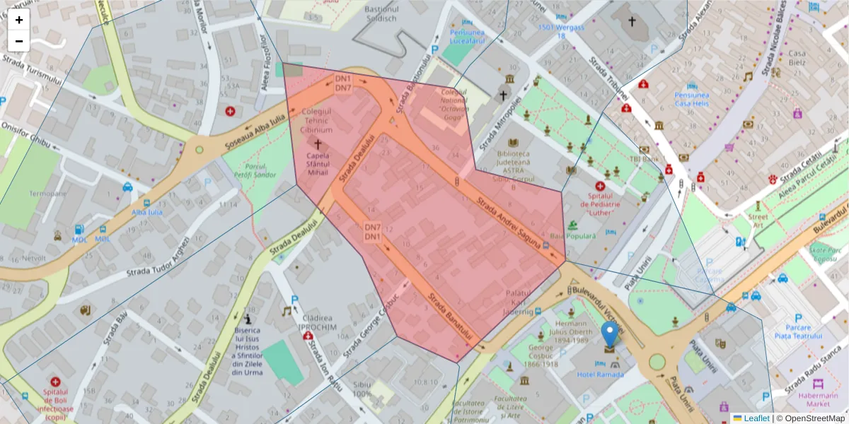 Hartă a codului poștal  și a codurilor poștale învecinate