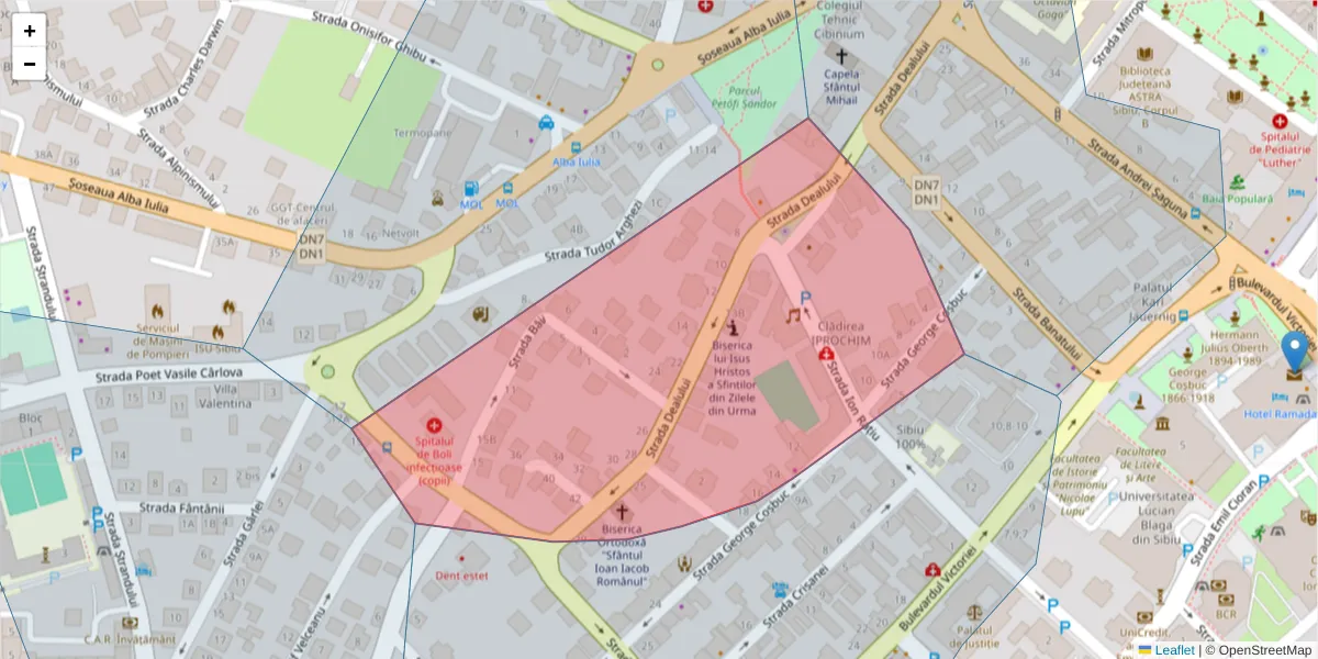 Hartă a codului poștal  și a codurilor poștale învecinate