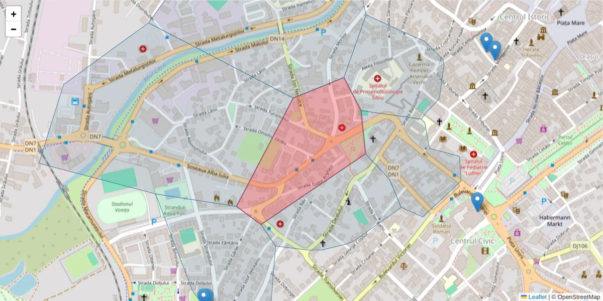 Hartă a codului poștal  și a codurilor poștale învecinate