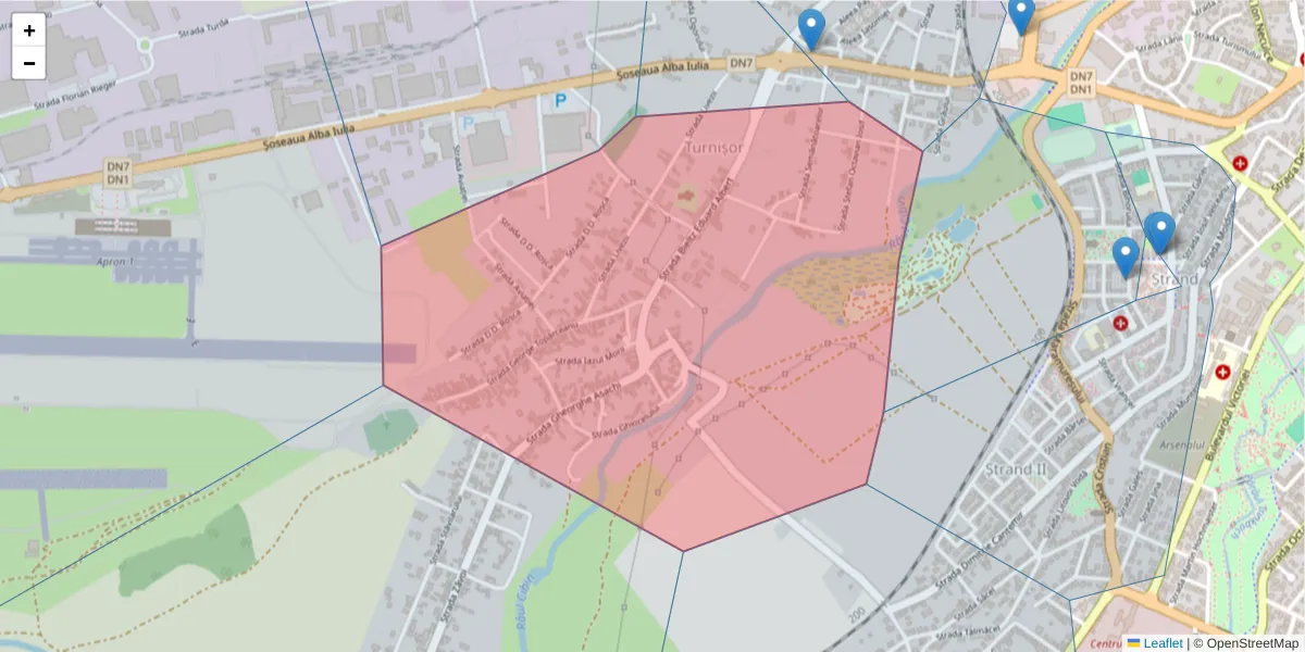 Hartă a codului poștal  și a codurilor poștale învecinate