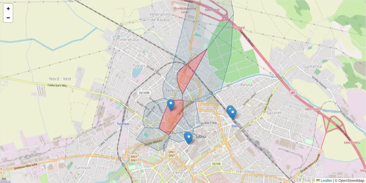 Hartă a codului poștal  și a codurilor poștale învecinate