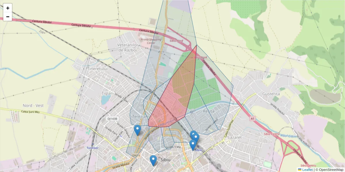 Hartă a codului poștal  și a codurilor poștale învecinate