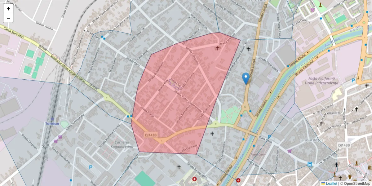 Hartă a codului poștal  și a codurilor poștale învecinate