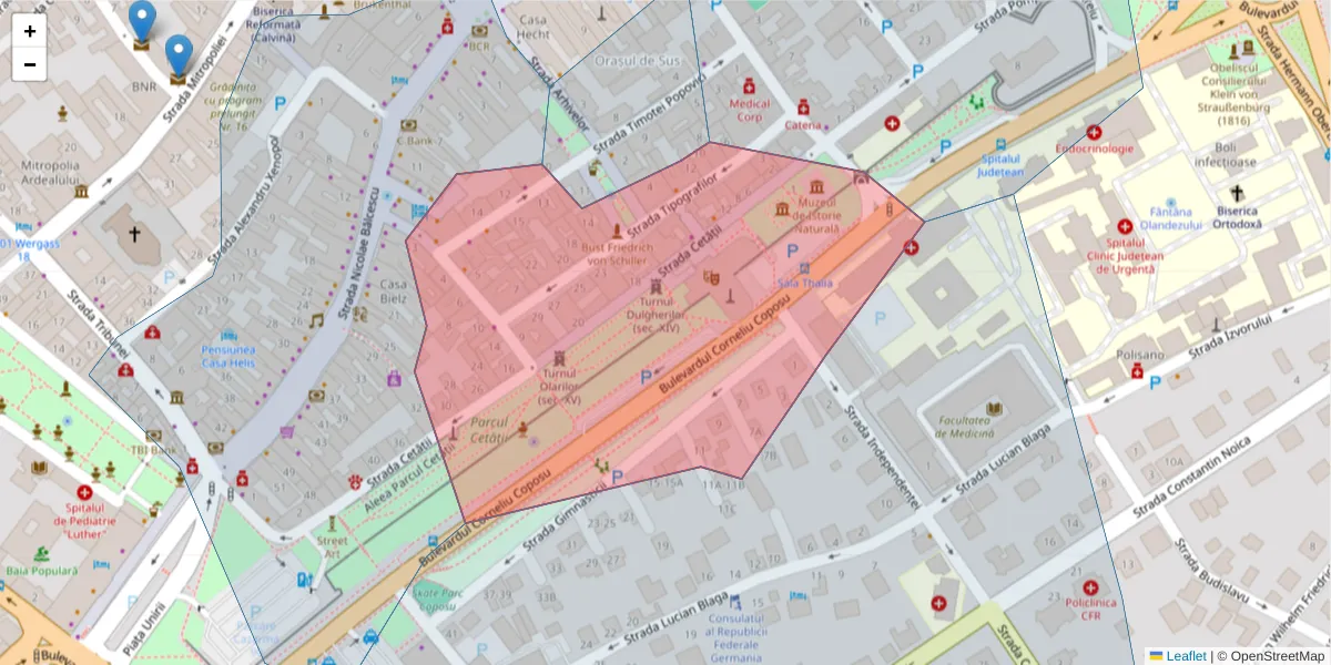 Hartă a codului poștal  și a codurilor poștale învecinate