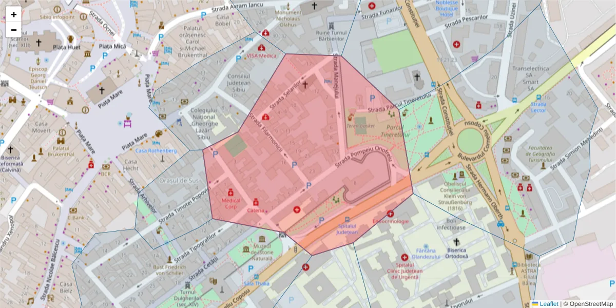 Hartă a codului poștal  și a codurilor poștale învecinate