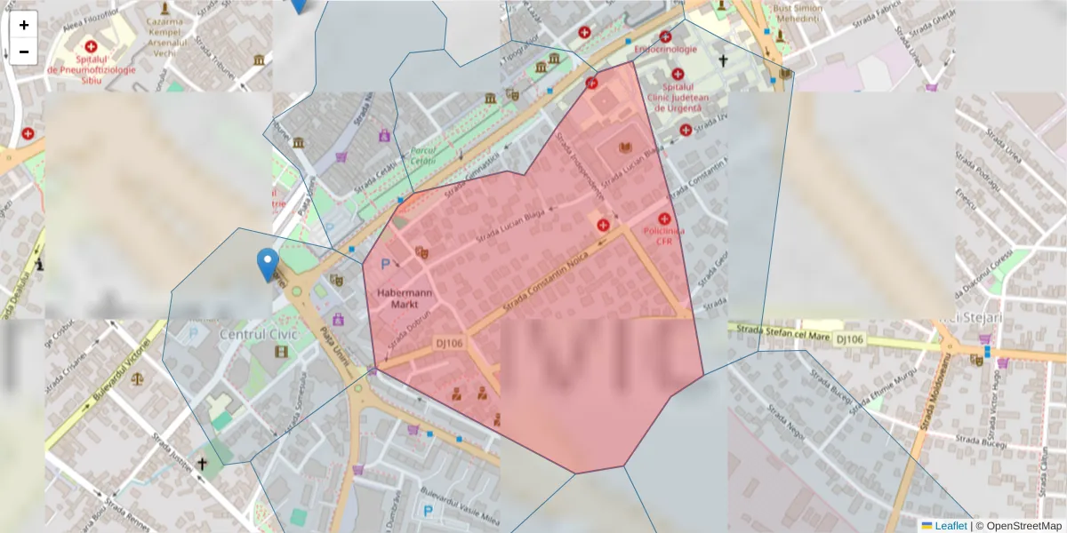 Hartă a codului poștal  și a codurilor poștale învecinate