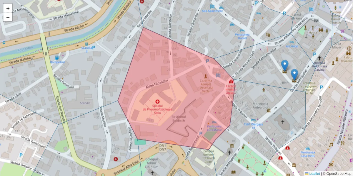 Hartă a codului poștal  și a codurilor poștale învecinate