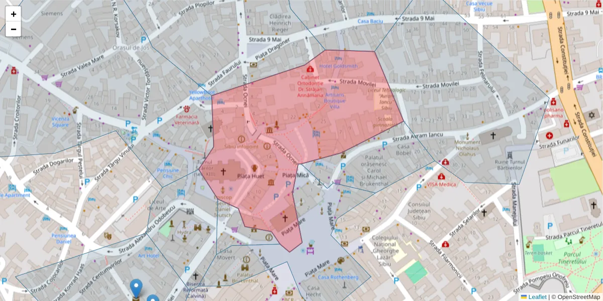 Hartă a codului poștal  și a codurilor poștale învecinate