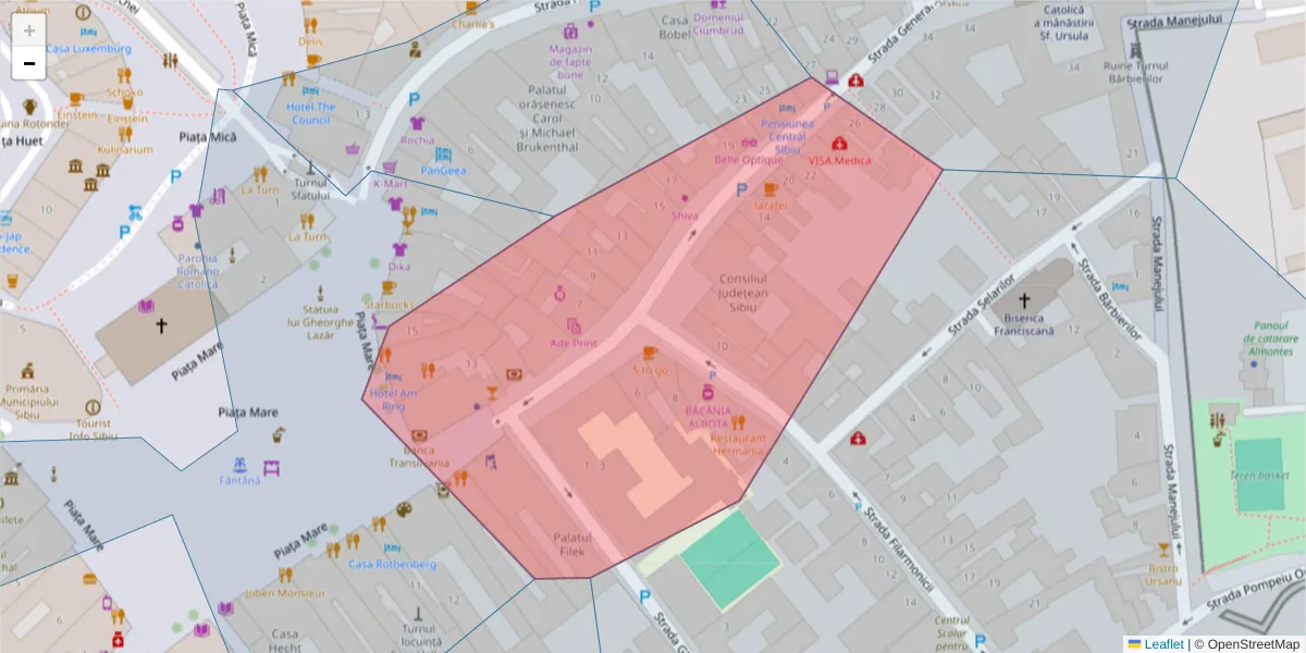 Hartă a codului poștal  și a codurilor poștale învecinate