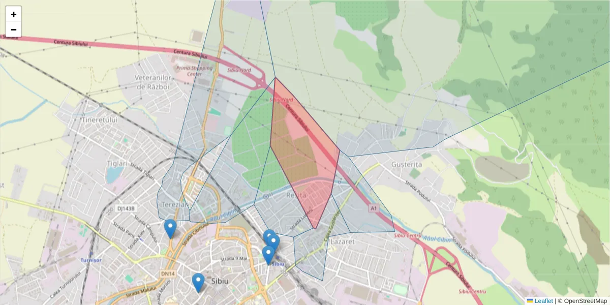 Hartă a codului poștal  și a codurilor poștale învecinate