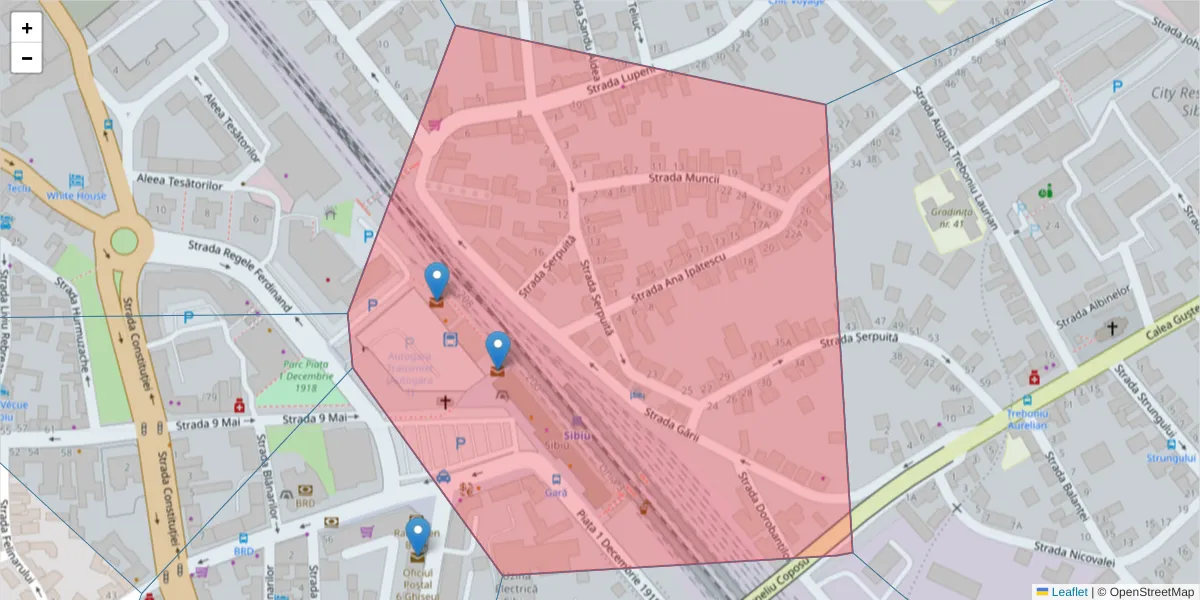 Hartă a codului poștal  și a codurilor poștale învecinate