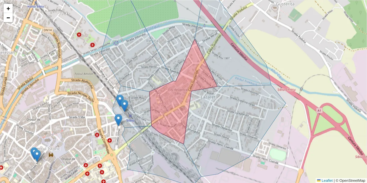 Hartă a codului poștal  și a codurilor poștale învecinate