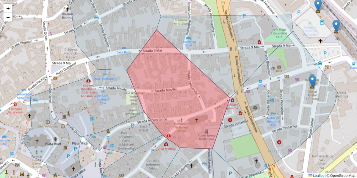 Hartă a codului poștal  și a codurilor poștale învecinate