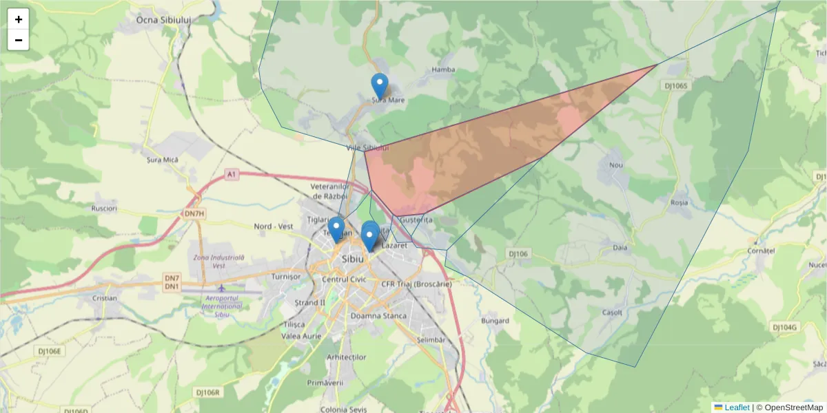 Hartă a codului poștal  și a codurilor poștale învecinate