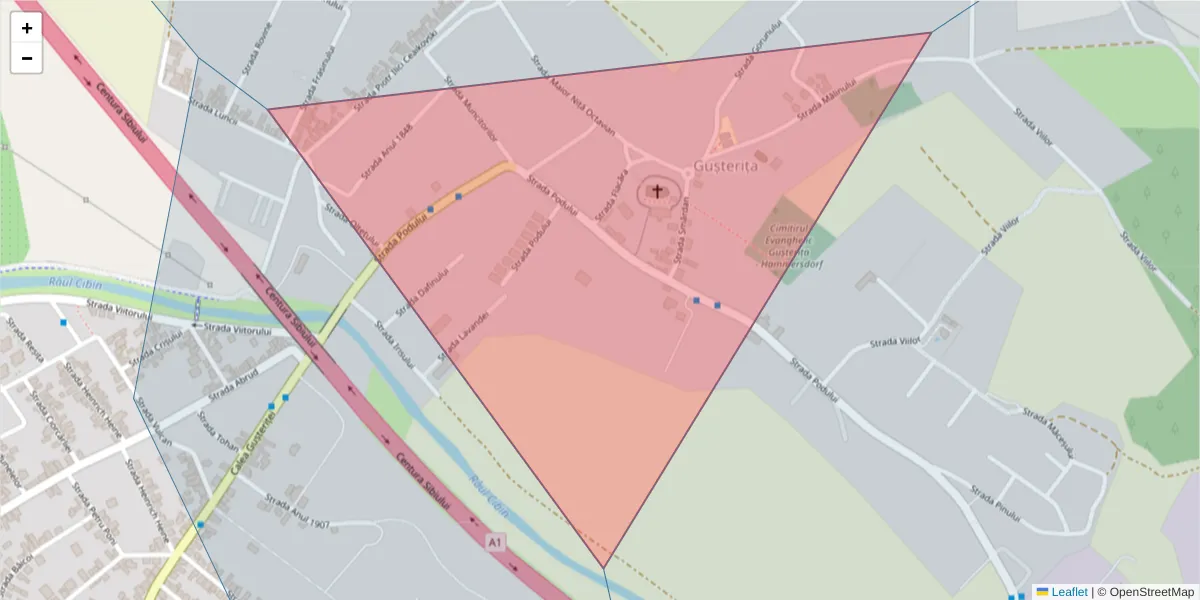 Hartă a codului poștal  și a codurilor poștale învecinate