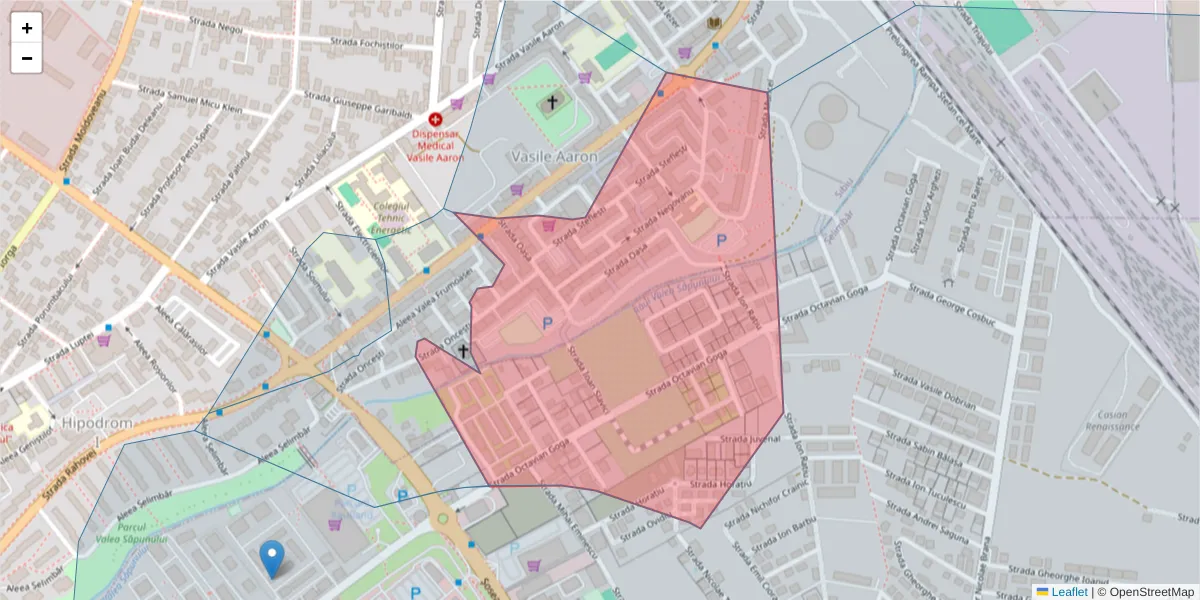 Hartă a codului poștal  și a codurilor poștale învecinate