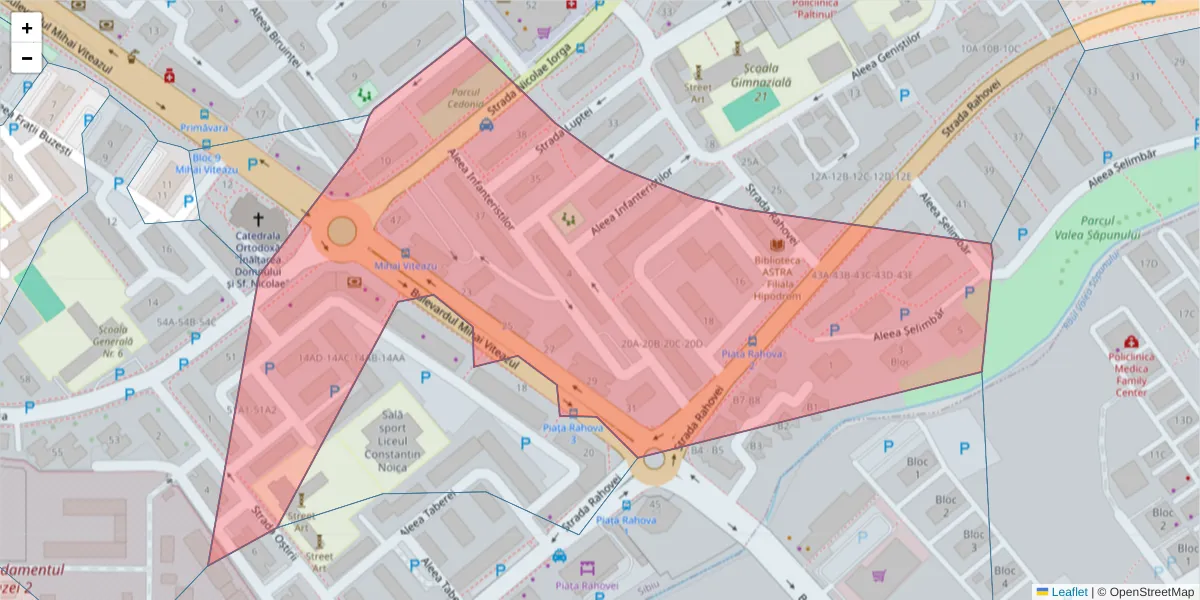 Hartă a codului poștal  și a codurilor poștale învecinate