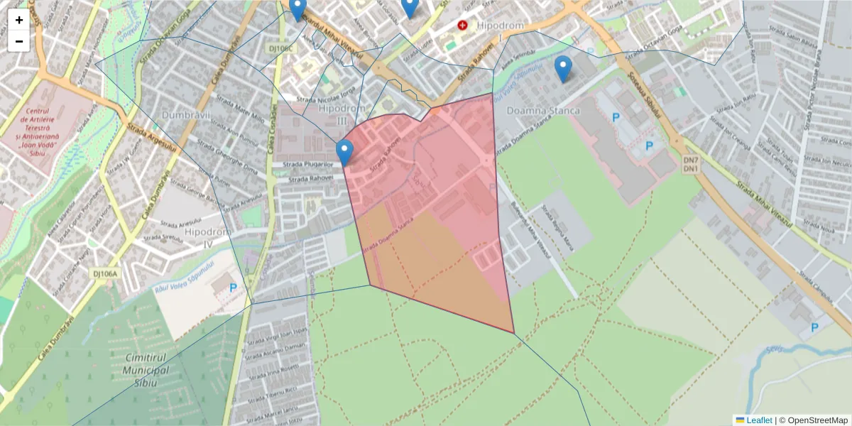 Hartă a codului poștal  și a codurilor poștale învecinate