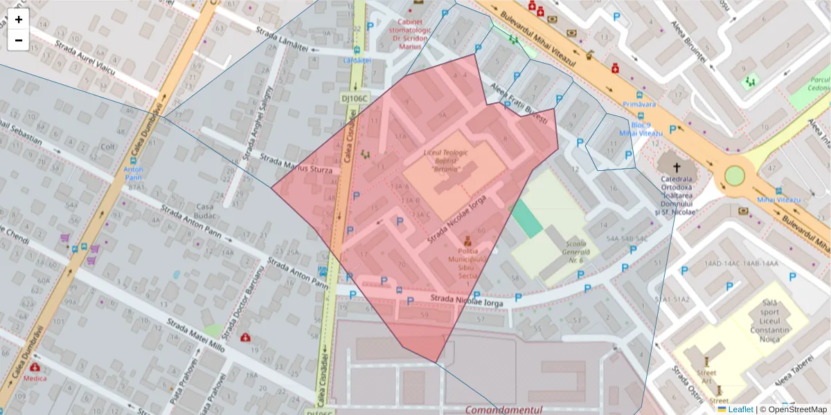 Hartă a codului poștal  și a codurilor poștale învecinate