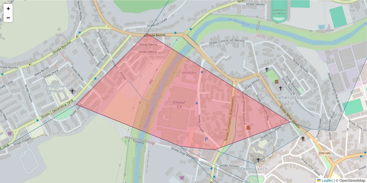 Hartă a codului poștal  și a codurilor poștale învecinate