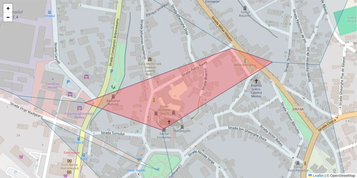 Hartă a codului poștal  și a codurilor poștale învecinate