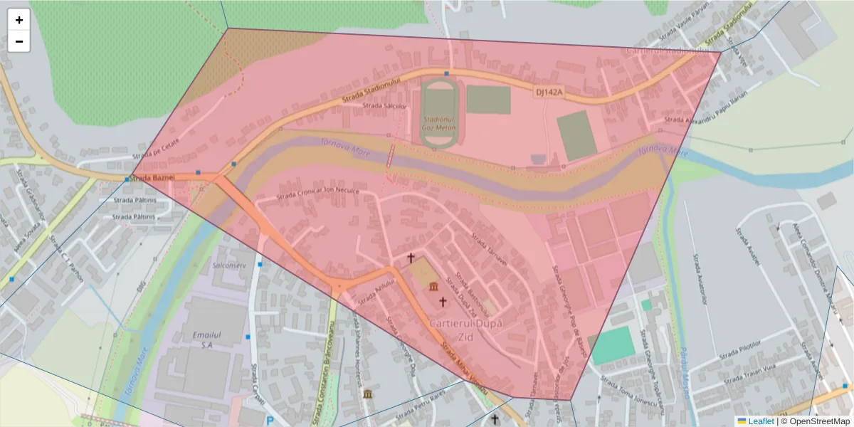 Hartă a codului poștal  și a codurilor poștale învecinate