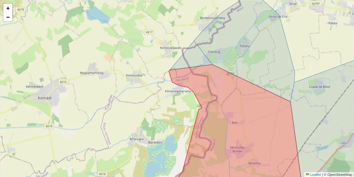 Hartă a codului poștal  și a codurilor poștale învecinate