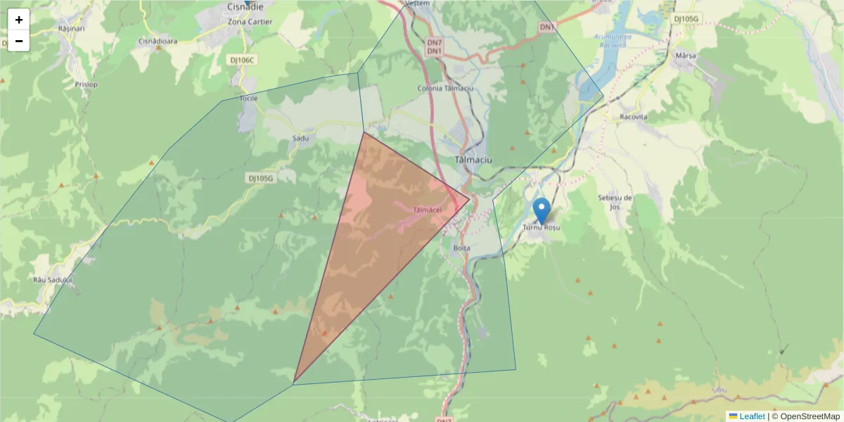 Hartă a codului poștal  și a codurilor poștale învecinate