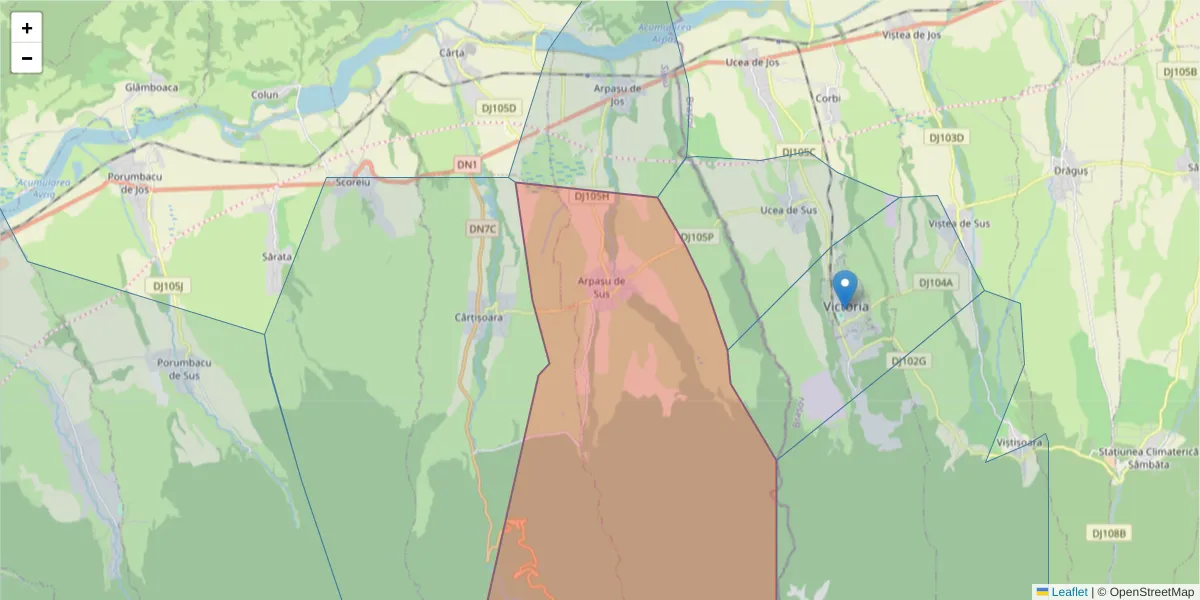 Hartă a codului poștal  și a codurilor poștale învecinate