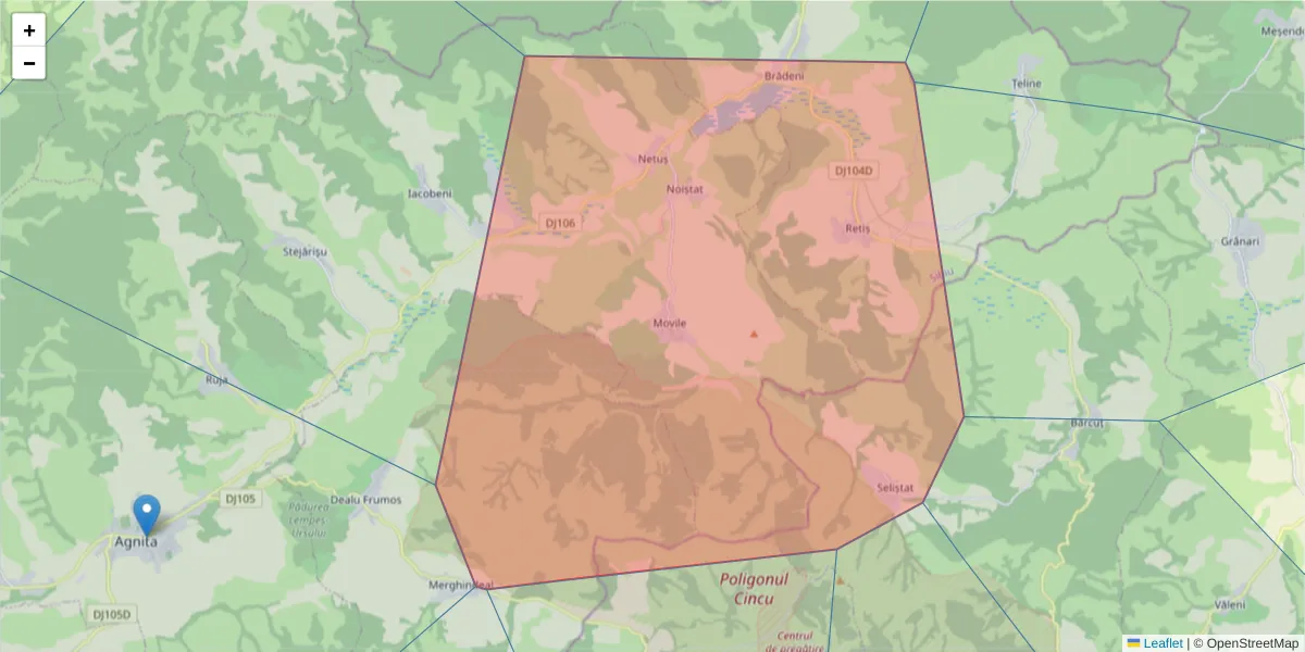 Hartă a codului poștal  și a codurilor poștale învecinate