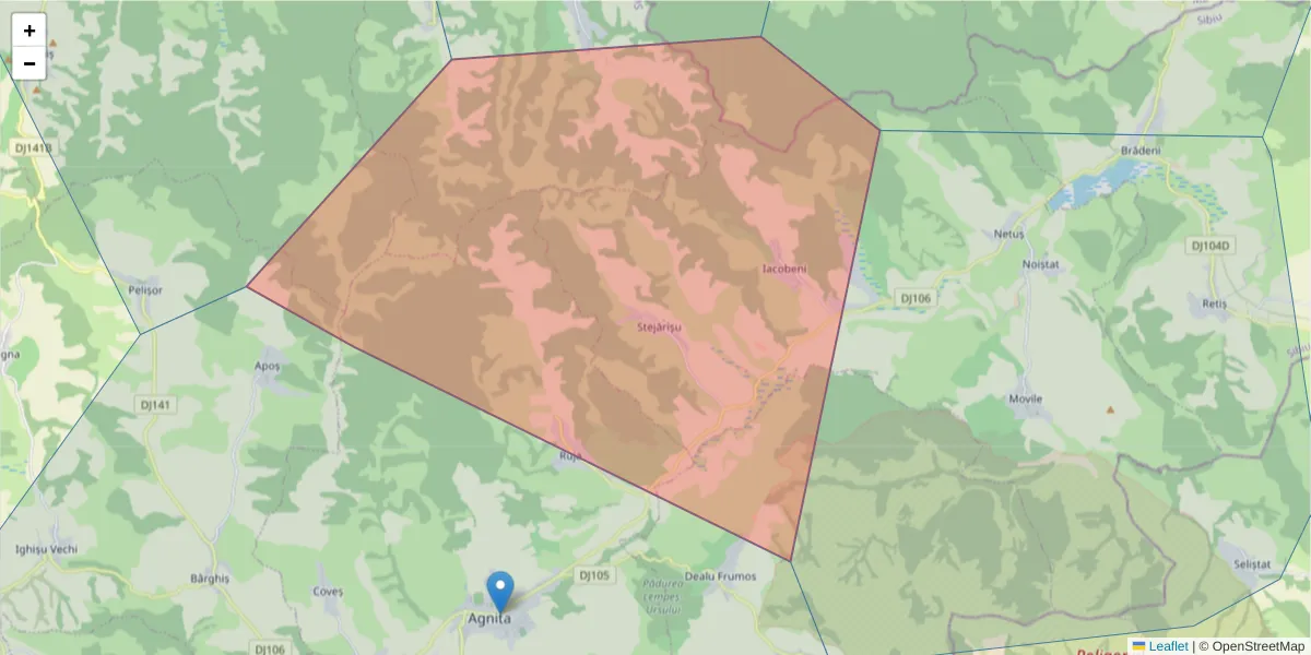 Hartă a codului poștal  și a codurilor poștale învecinate