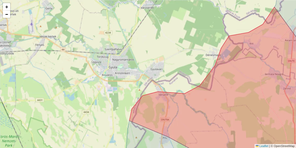 Hartă a codului poștal  și a codurilor poștale învecinate