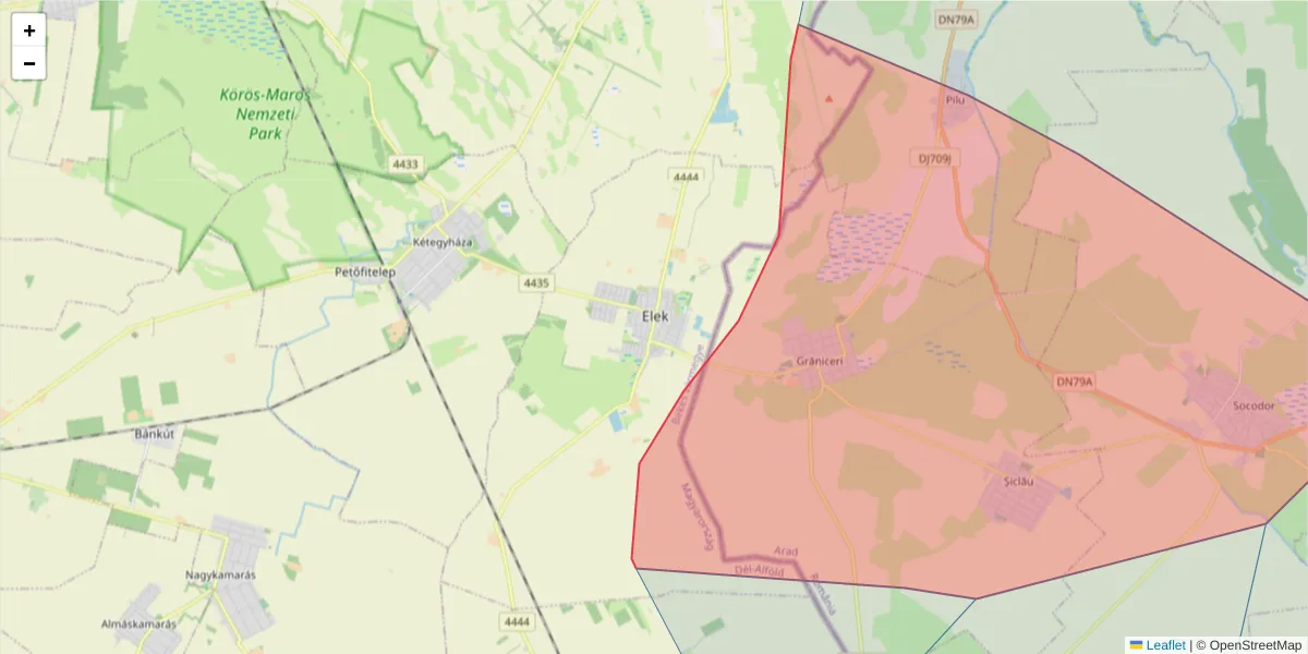 Hartă a codului poștal  și a codurilor poștale învecinate