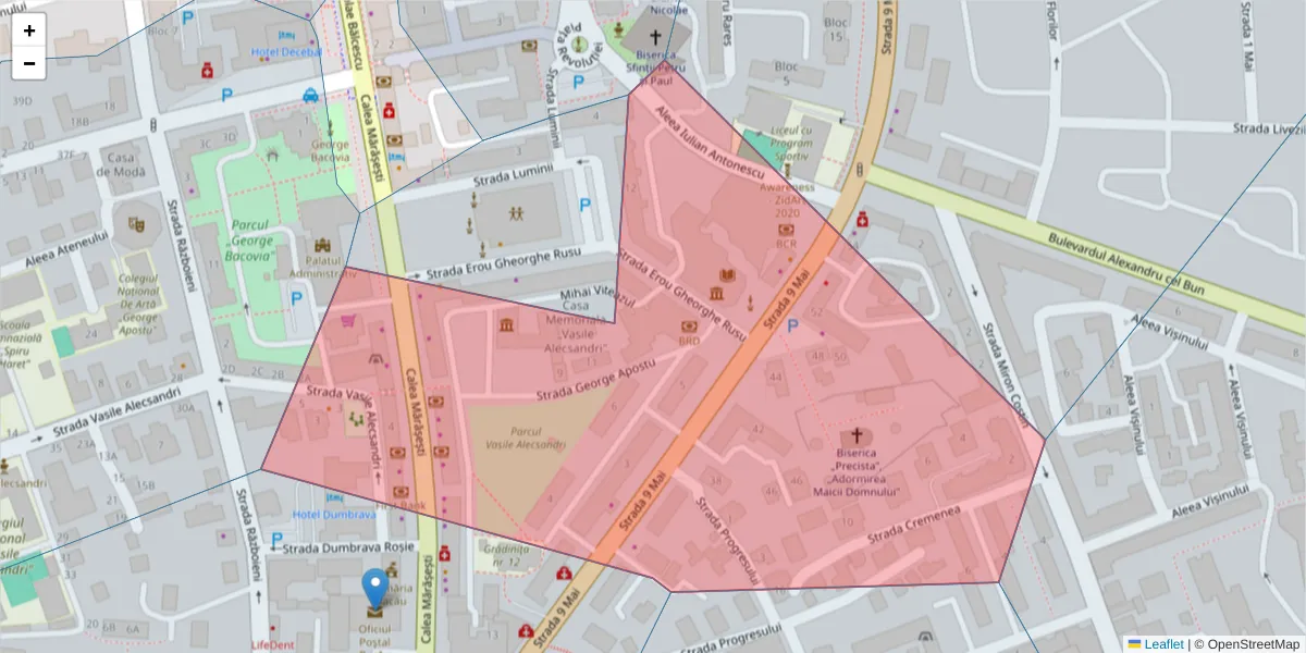 Hartă a codului poștal  și a codurilor poștale învecinate