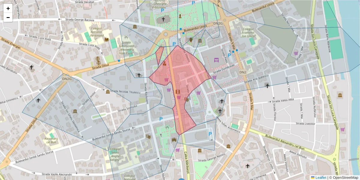 Hartă a codului poștal  și a codurilor poștale învecinate