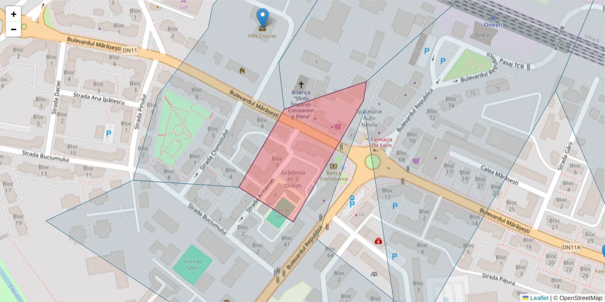 Hartă a codului poștal  și a codurilor poștale învecinate