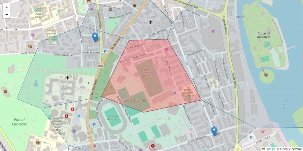 Hartă a codului poștal  și a codurilor poștale învecinate